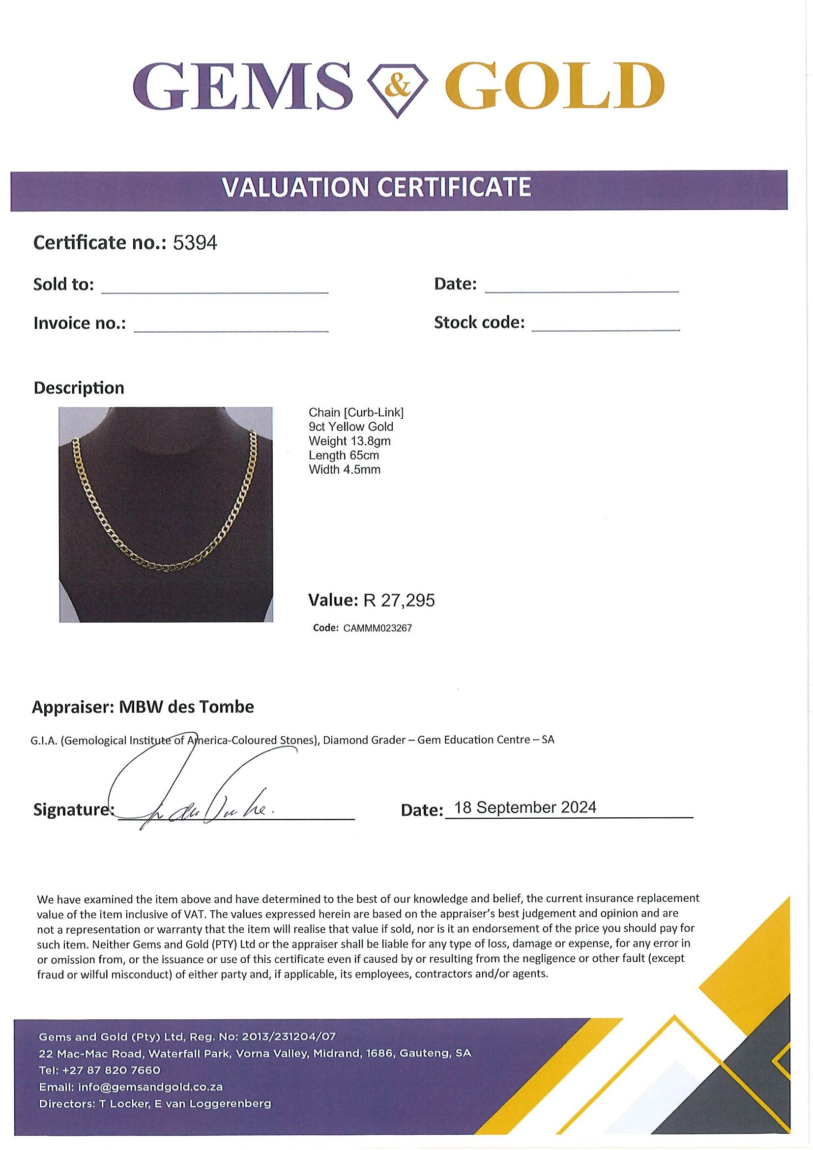 9ct Yellow Gold Chain [CurbLink] Cash Converters