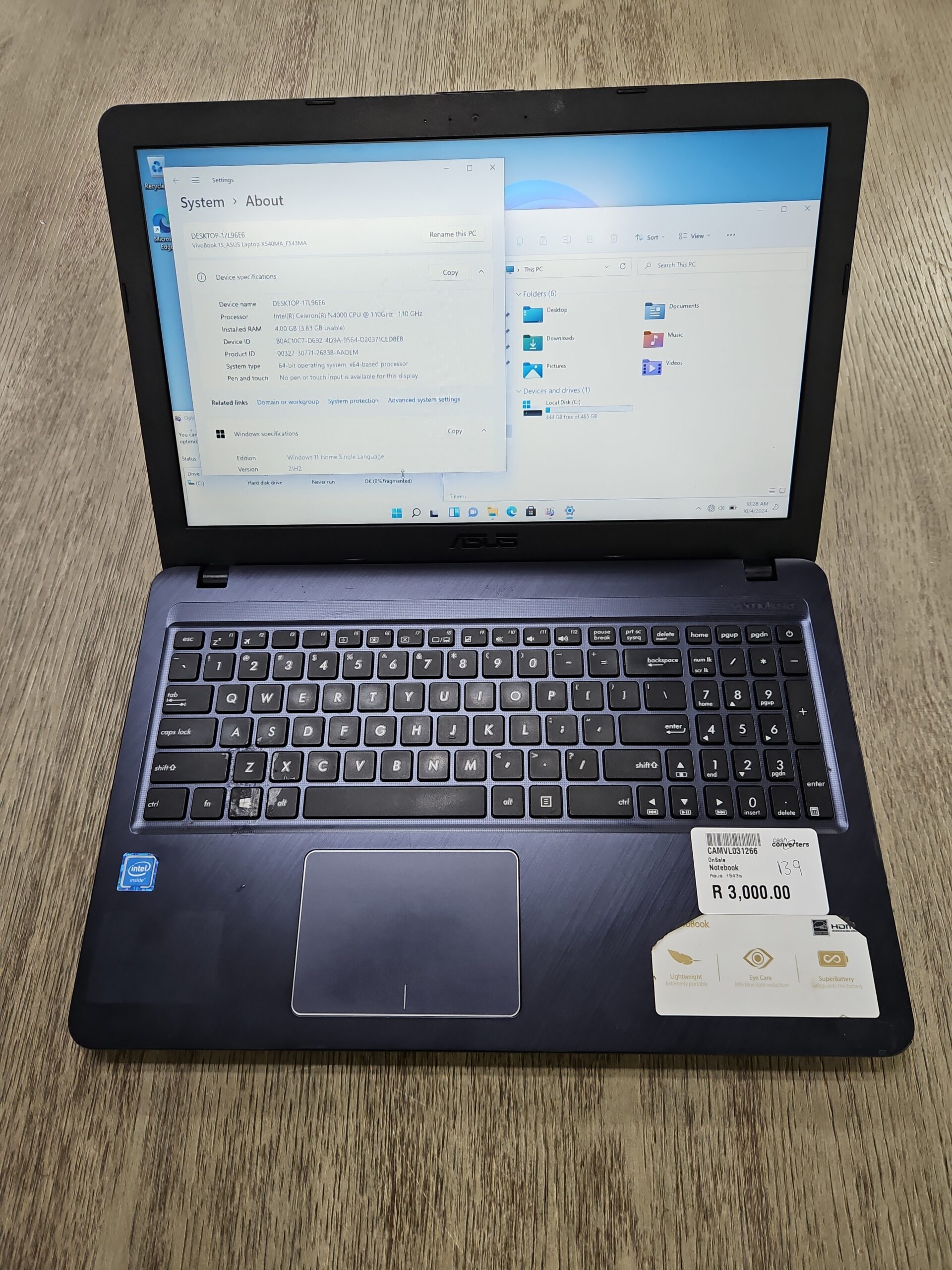 Asus Intel Celeron Laptop. F543m Cash Converters